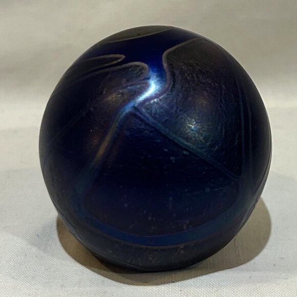 Phoenician Malta Art Glass Hand Made Paperweight 2.75" Etched Signature VTG - Picture 4 of 9